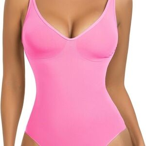 NWOT Shapewear Bodysuit Tummy Control Deep V Neck Seamless Thong Sz S